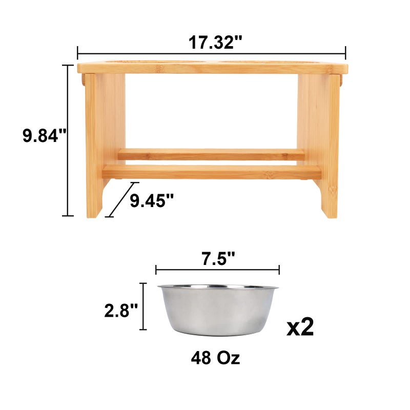 HTB Elevated Dog Bowls,Raised Dog Bowl Stand with 2 Stainless Steel Bowls,Elevated Raised Dog Bowls for Large Medium Small Sized Dogs - Image 5